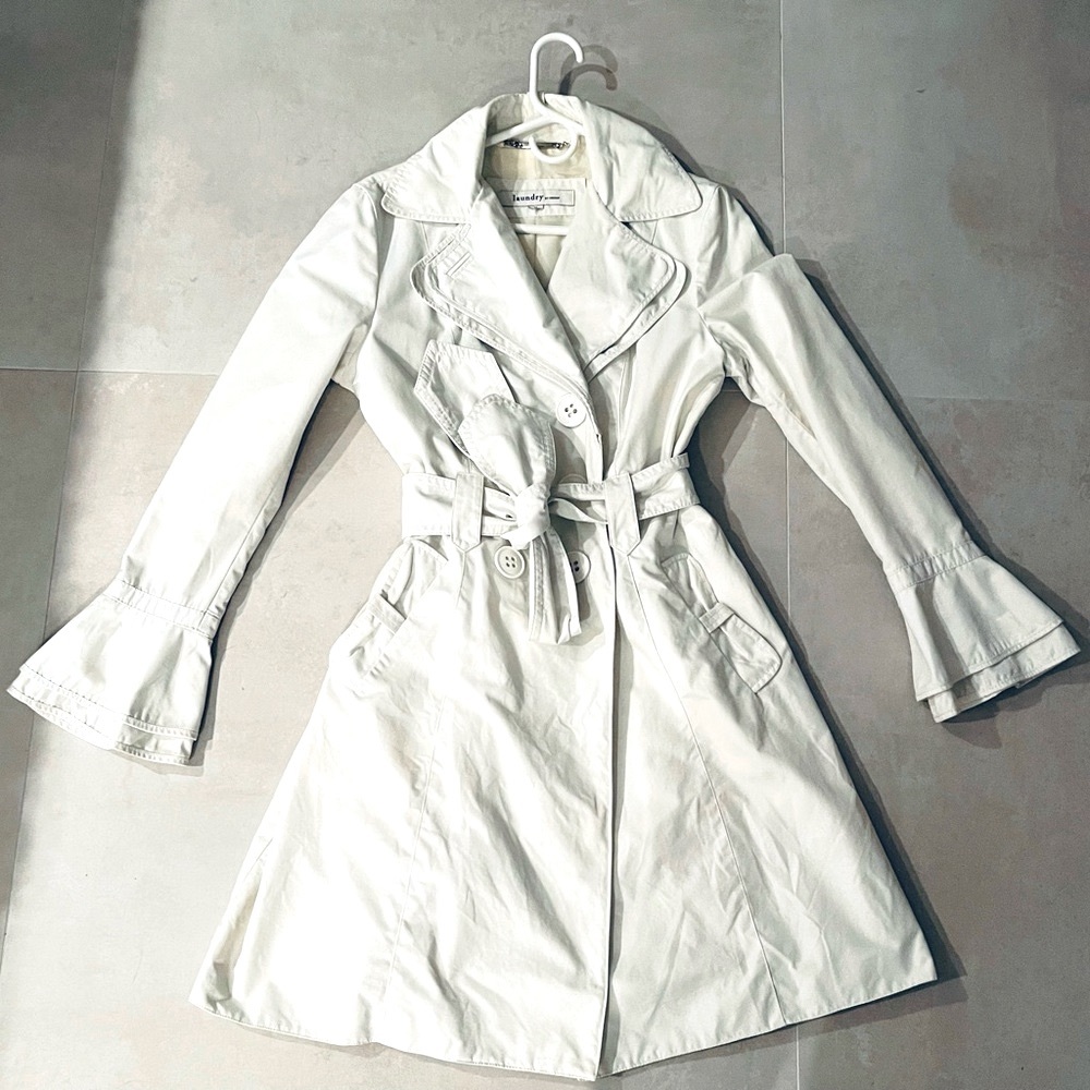 White Stylish Rain coat @ Laundry By Designer